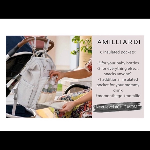 AMILLIARDI Grey diaper backpack NWT - Picture 5 of 8